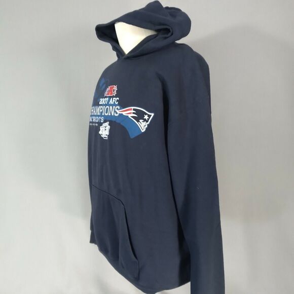 New England Patriots hoodie sweatshirt sweater adult Men's large blue Super Bowl - Picture 5 of 11